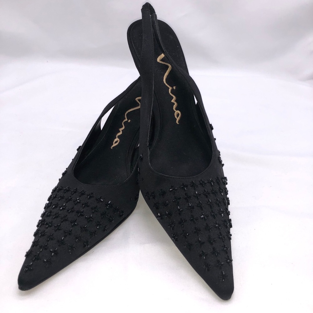 Nina sling beaded back pumps